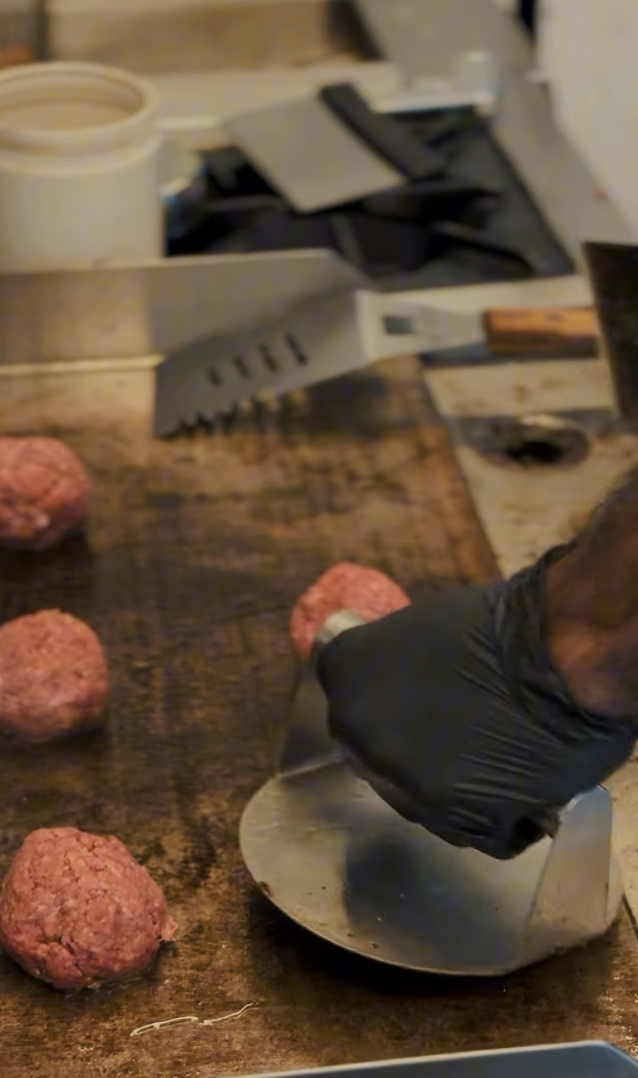 Australian Angus beef patty preparation